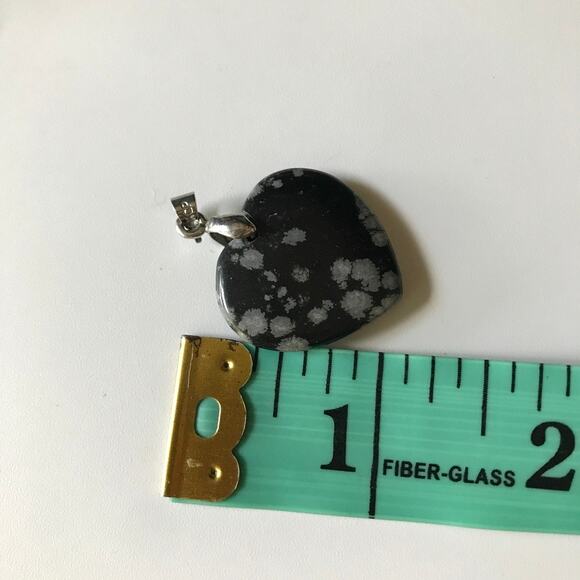 18KGP Heart Snowflake Obsidian Pendant (18K Gold Plated bail, see stamp) - Picture 4 of 6